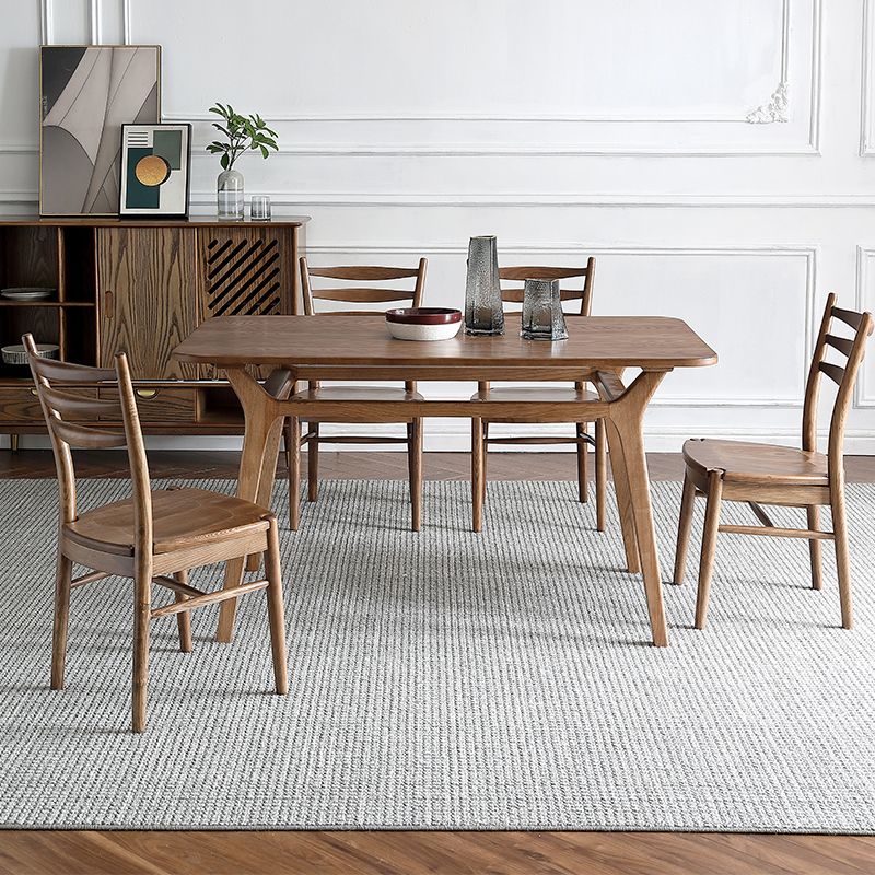 Modern Style 1/4/5 Rectangle Solid Wood Dining Set with Wood Chairs for Home Clearhalo 'Dining Room Sets' 'Dining Tables & Seating' 'dining_room_set' 'furn' 'furn_dining_room_set' 'Furniture' 'furniture_dining_room_set' 'Kitchen & Dining Furniture' 'kitchen&dining_furn' 'kitchen' 1200x1200_ae02ba5d-8207-4e2c-9788-2aeb2feacec0