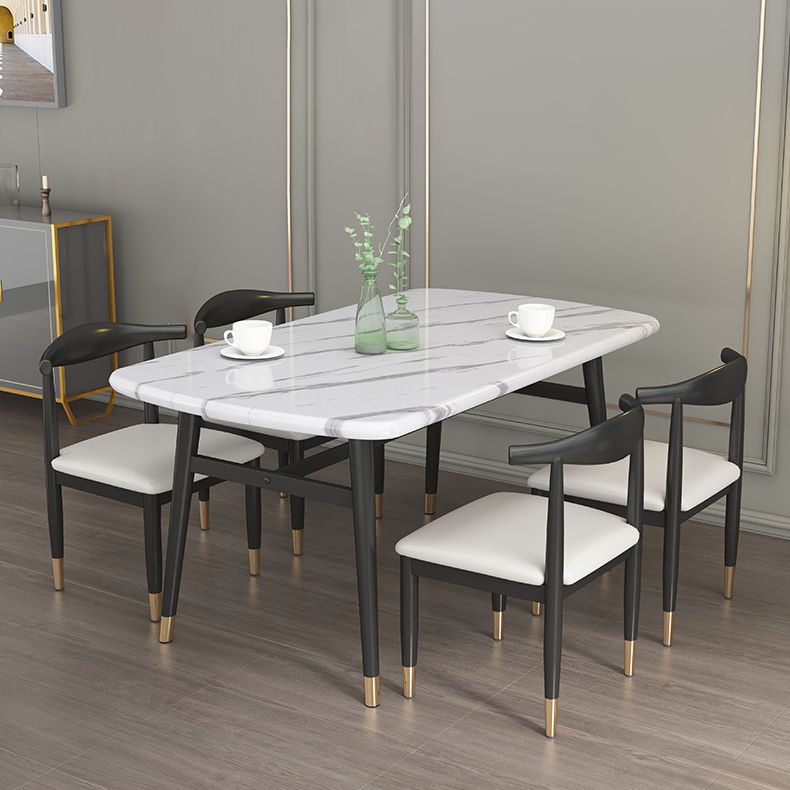 Modern Sintered Stone Dining Table Furniture with Rectangle Shape Dinette Set with 4 Legs Table Clearhalo 'Dining Room Sets' 'Dining Tables & Seating' 'dining_room_set' 'furn' 'furn_dining_room_set' 'Furniture' 'furniture_dining_room_set' 'Kitchen & Dining Furniture' 'kitchen&dining_furn' 'kitchen' 1200x1200_ae0362cc-682a-4ac9-aa56-1970e6693de9