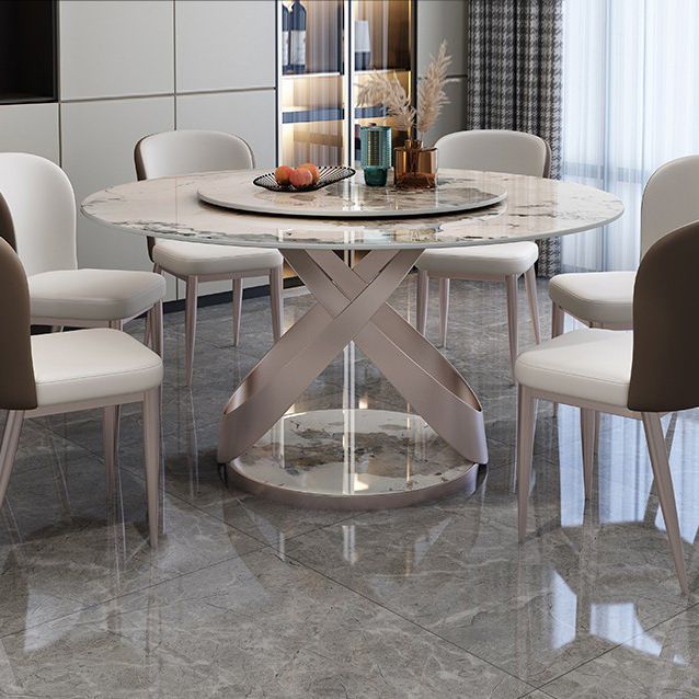 Sintered Stone Table for Restaurant Modern Round Table with Metal Pedestal Clearhalo ' dining_table' 'Dining Tables & Seating' 'Dining Tables' 'furn' 'furn_dining_table' 'Furniture' 'furniture_dining_table' 'Kitchen & Dining Furniture' 'kitchen&dining_furn' 'kitchen' 'kitchen_dining_table' 1200x1200_ae053582-2781-4cdd-8e54-7b2b39aa801f