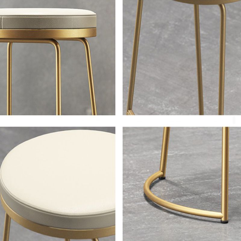 Glam Armless Backless Counter Stool Iron Bar Stool with Leather Cushion and Pedal Clearhalo 'Bar Furniture' 'Bar Stools' 'bar_stools' 'furn' 'furn_bar_stools' 'furniture_bar_stools' 'Kitchen & Dining Furniture' 'kitchen&dining_furn' 'kitchen' 'kitchen_furn' Furniture' 1200x1200_ae060346-55a9-44ba-8395-6dee8b584c19