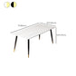 Table à manger rectangulaire en pierre moderne, 4 pieds noirs, pour salle à manger