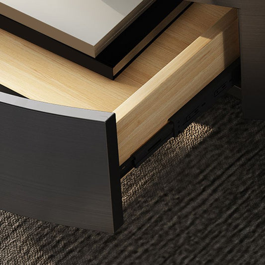 Glam Cocktail Table Drum Slate with Drawer Round Single Coffee Table