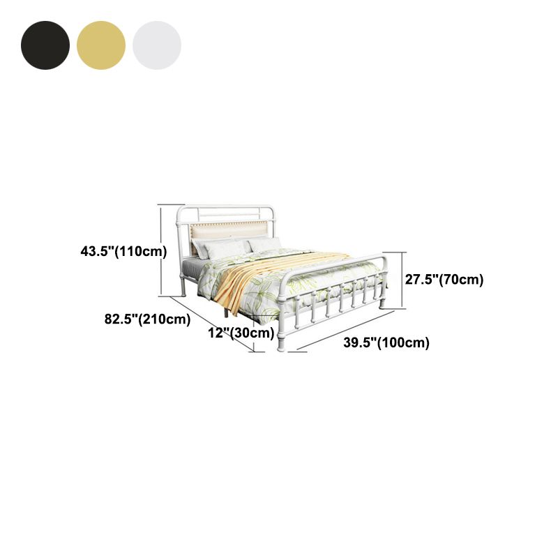 Industrieel metaal open-frame standaard bed, rechthoekig hoofdeinde bed