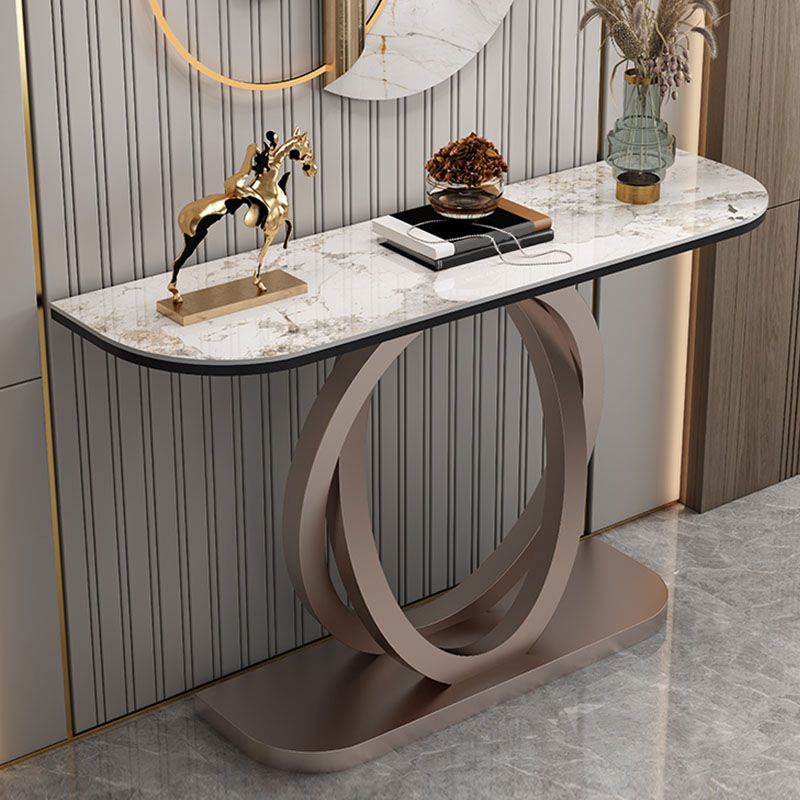 Console a mezza luna di pietra tavolo 1-scaffale 33,46 "tavolo di accento alto per sala