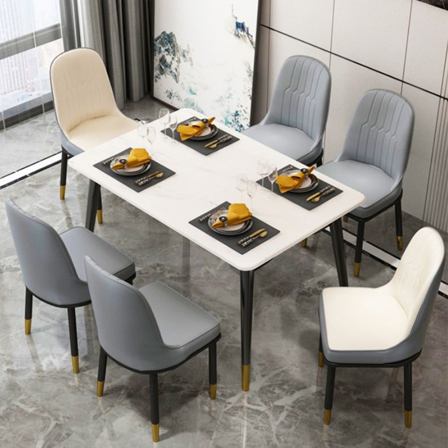 Glam Style Metal Dining Room Chairs Armless Parsons Leather Chair for Restaurant Clearhalo ' kitchen&dining_furn' 'Dining Chairs' 'Dining Tables & Seating' 'dining_chair' 'furn' 'furn_dining_chair' 'Furniture' 'furniture_dining_chair' 'Kitchen & Dining Furniture' 'kitchen' 1200x1200_ae0aefac-f029-43b4-a755-0d0c76f0b484