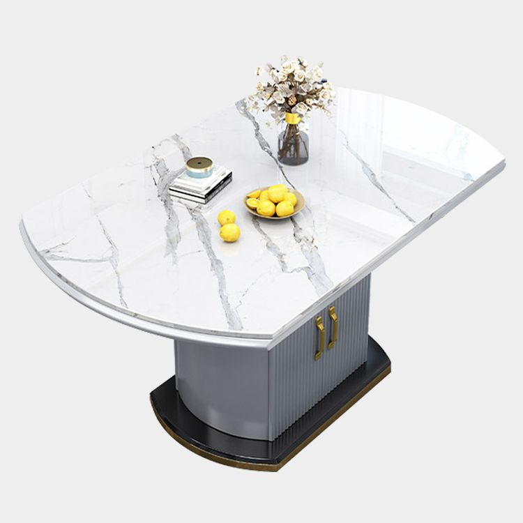 Extendable Round Dining Table Luxury Sintered Stone Top Table with Storage Pedestal Clearhalo ' dining_table' 'Dining Tables & Seating' 'Dining Tables' 'furn' 'furn_dining_table' 'Furniture' 'furniture_dining_table' 'Kitchen & Dining Furniture' 'kitchen&dining_furn' 'kitchen' 'kitchen_dining_table' 1200x1200_ae0b04c3-5296-4d39-b9f4-6e8dc1aa6273