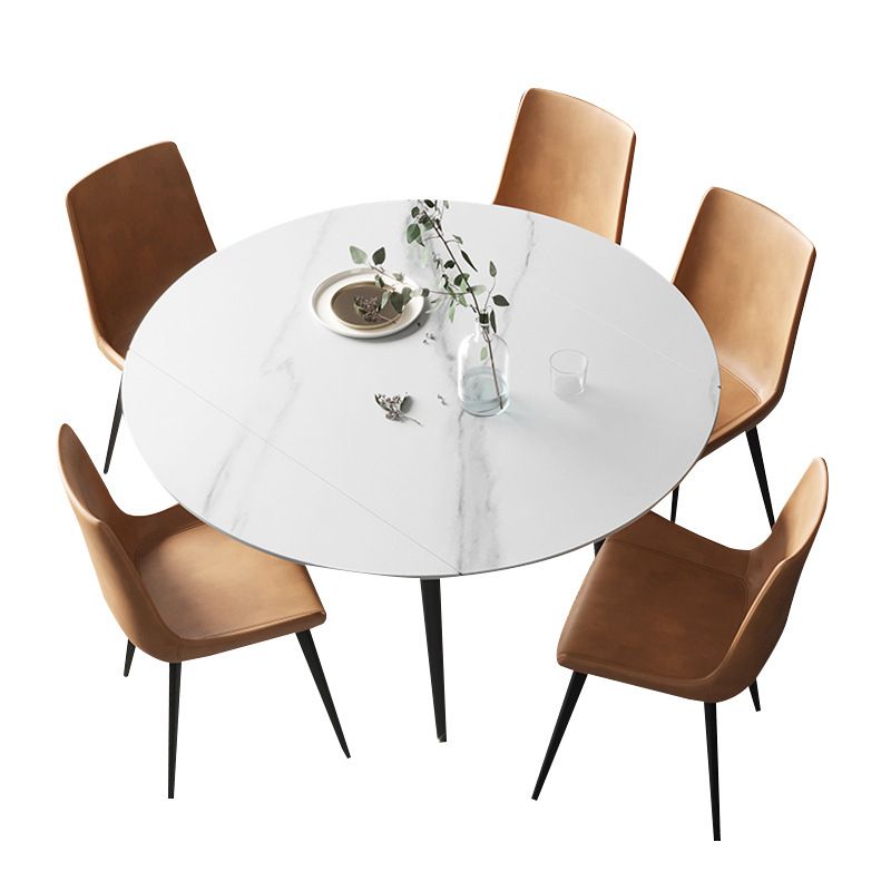 Round Dining Table Extendable Modern Dining Table for Dinner Room Clearhalo 'Dining Tables & Seating' 'Dining Tables' 'dining_table' 'furn' 'furn_dining_table' 'Furniture' 'Kitchen & Dining Furniture' 1200x1200_ae0b4845-94da-4f35-8170-92148aaf4e63