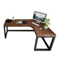 L-Shape Brown Writing Desk Industrial Solid Wood Office Desk