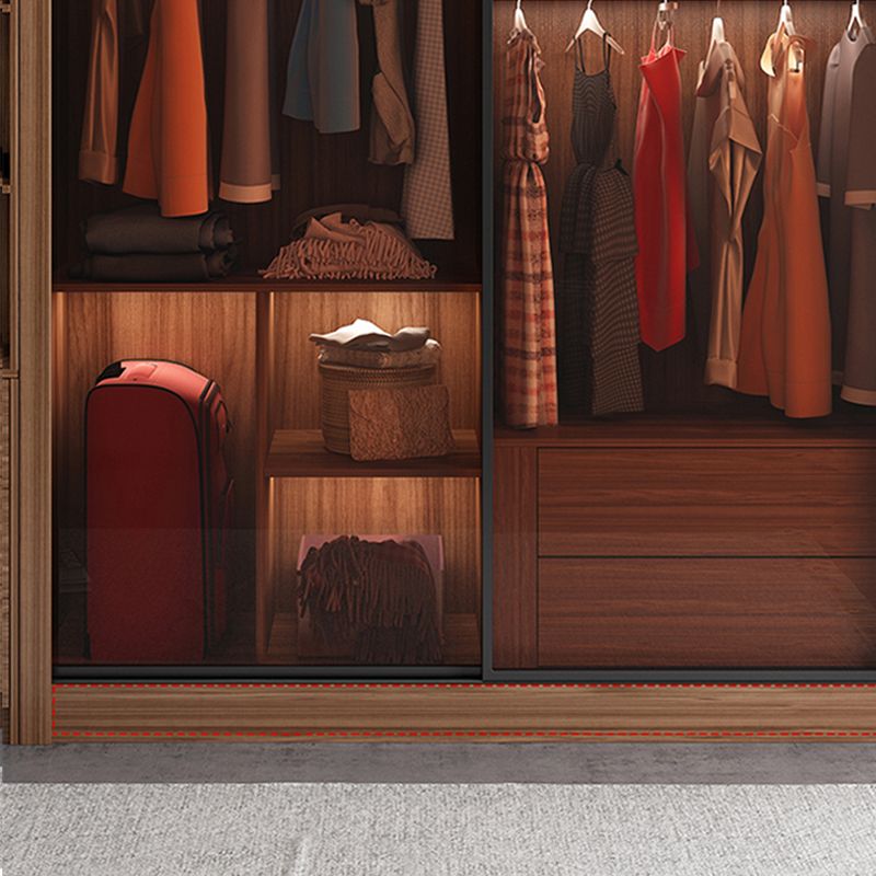 Mirrored Finish Cabinet with Glass Door Modern Brown Wardrobe for Home Clearhalo 'Armoires & Wardrobes' 'armoires_wardrobes' 'Bedroom Furniture' 'furn' 'furn_armoires_wardrobes' 'Furniture' 1200x1200_ae0c577c-3ed6-4820-a881-36f2bec52e7d
