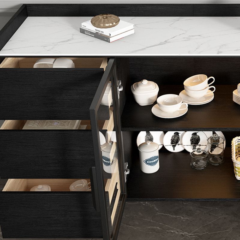 Armoire d'affichage en faux bois moderne 3 tiroirs standard standard pour salle à manger