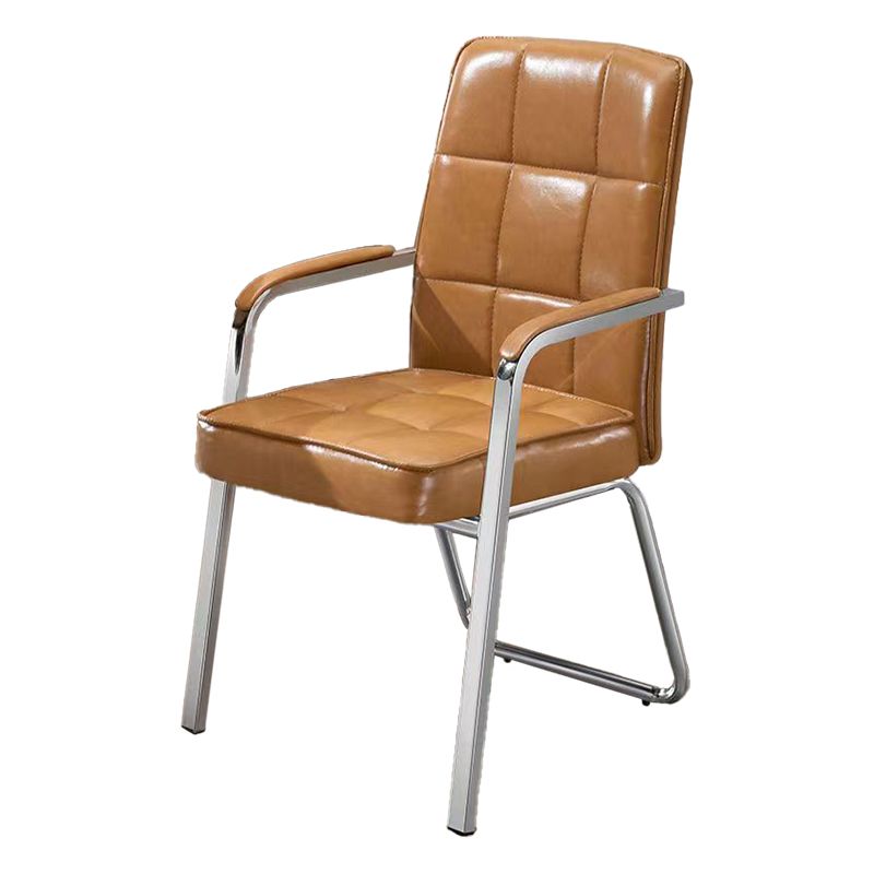 Modern Fixed Arms Leather Chair No Wheels Mid-Back Office Chair Clearhalo 'furn' 'furn_office_chair' 'Furniture' 'Office Chairs' 'Office Furniture' 'office_chair' 1200x1200_ae0cae6e-265c-48fa-bc9c-cd6c811cc5dc