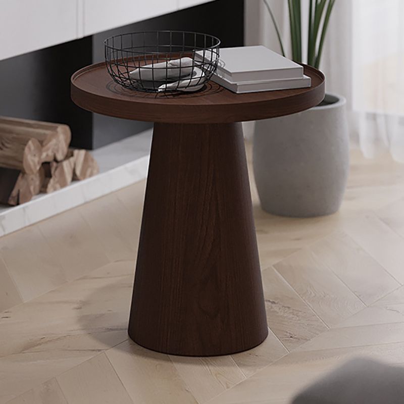 スカンジナビアの茶色のテーブルラウンドペデスタルソリッドウッドエンドテーブル