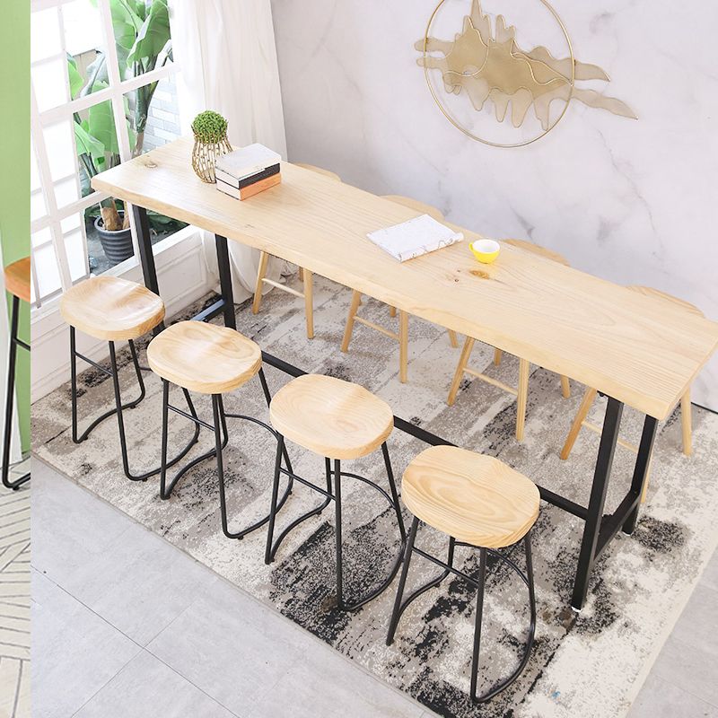Brown Modern Style Bar Table Solid Wood and Iron Indoor Bar Table Clearhalo 'Bar Furniture' 'Bar Tables' 'bar_tables' 'furn' 'furn_bar_tables' 'Furniture' 'furniture_bar_tables' 'Kitchen & Dining Furniture' 1200x1200_ae0d8cd6-5e7b-4d40-a10a-cc804bbca325