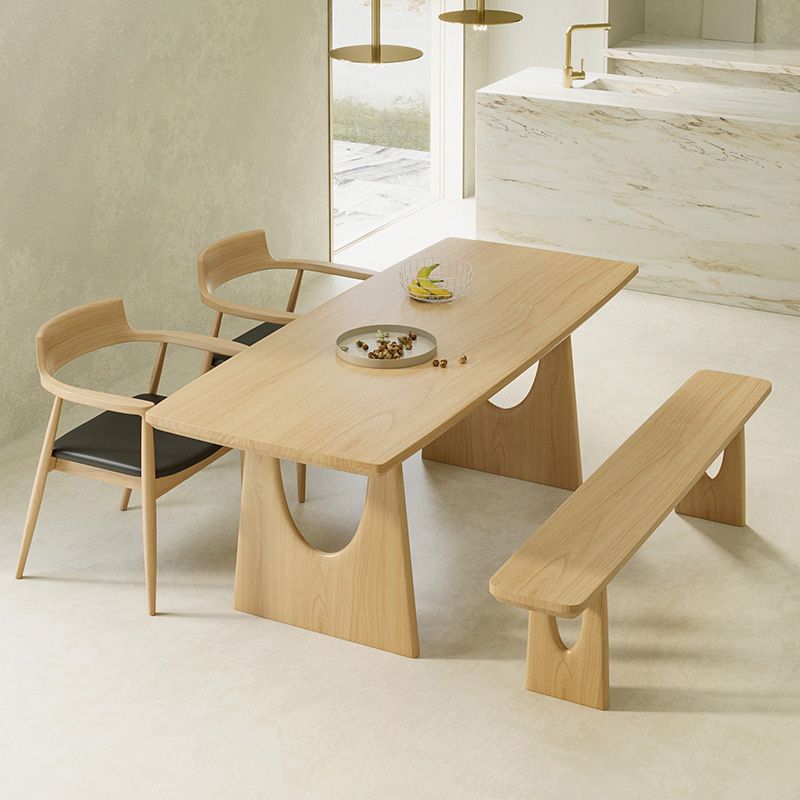 Eigentijdse massief houten top eettafel licht houten afwerking dinette tafel