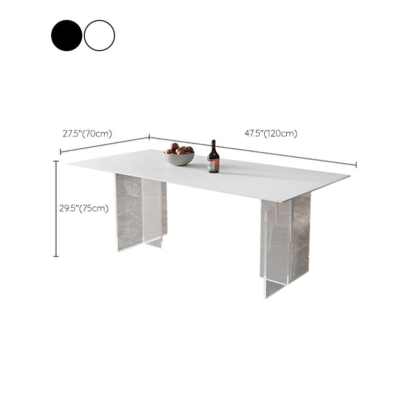 Modern Sintered Stone Top Dining Table Rectangle Table with Plastic Base