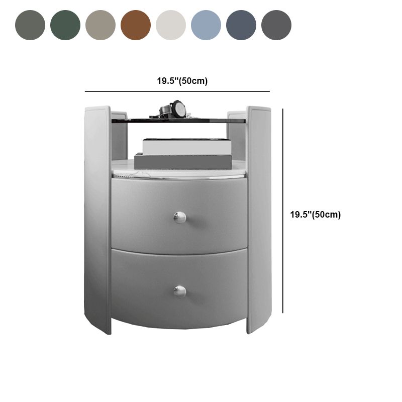 Glas Top Nachttisch moderner offener Aufbewahrung 2-Drawer Massivholz Nachttisch