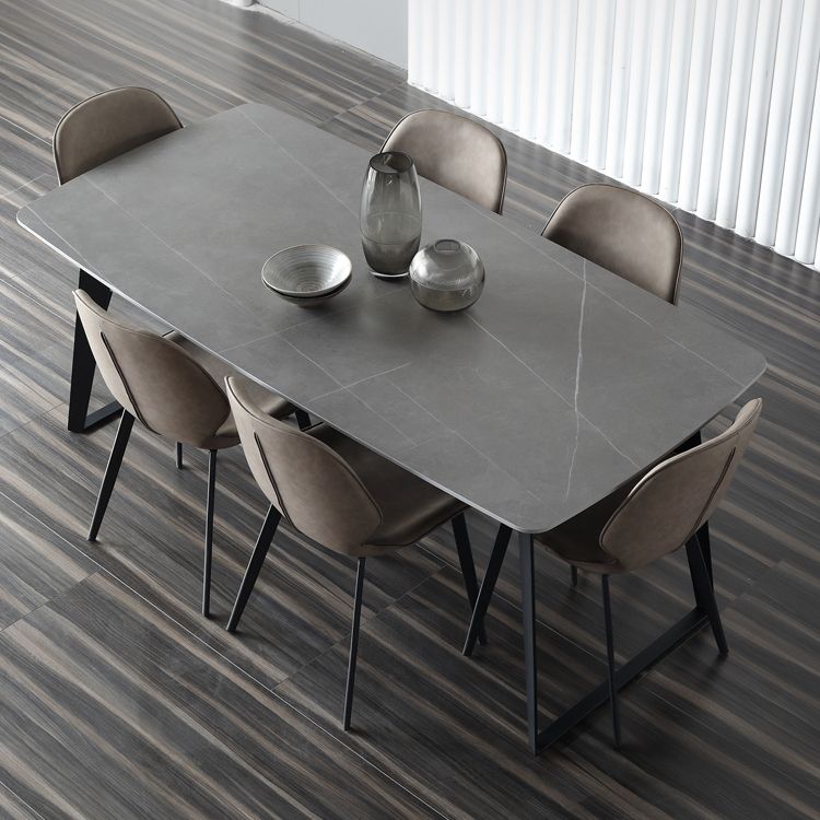 Mid-Century Modern Dining Table Gray Sintered Stone Rectangle Dining Table for Home Use Clearhalo ' dining_table' 'Dining Tables & Seating' 'Dining Tables' 'furn' 'furn_dining_table' 'Furniture' 'furniture_dining_table' 'Kitchen & Dining Furniture' 'kitchen&dining_furn' 'kitchen' 'kitchen_dining_table' 1200x1200_ae12e7cc-36b0-4904-9261-30ee6a7f75e1