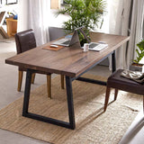 Industrial Pine Wood Table for Restaurant Rectangle Table with Metal Double Pedestal Clearhalo ' dining_table' 'Dining Tables & Seating' 'Dining Tables' 'furn' 'furn_dining_table' 'Furniture' 'furniture_dining_table' 'Kitchen & Dining Furniture' 'kitchen&dining_furn' 'kitchen' 'kitchen_dining_table' 1200x1200_ae13cc1b-5d4a-4cbc-bc9f-af8c318f102e