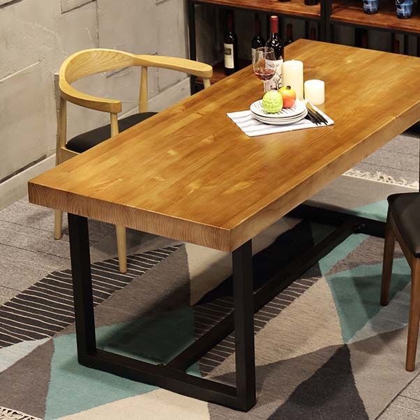 Industrial Brown Dining Table Indoor Rectangle Dinette Table with Metal Frame Clearhalo 'Dining Tables & Seating' 'Dining Tables' 'dining_table' 'furn' 'furn_dining_table' 'Furniture' 'Kitchen & Dining Furniture' 1200x1200_ae13e067-d85d-402a-89be-893809ede252