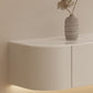 Meuble TV contemporain en pierre, Console blanche flottante, support multimédia pour salon