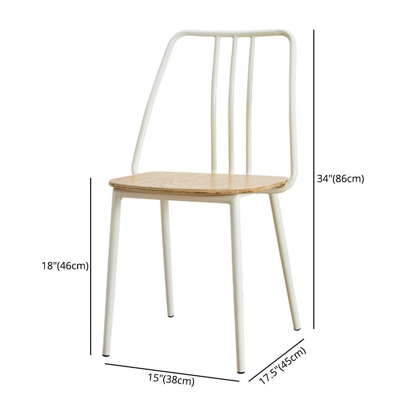 Contemporary Metal Dining Chair Slat Back Side Armless Chair for Kitchen Clearhalo ' kitchen&dining_furn' 'Dining Chairs' 'Dining Tables & Seating' 'dining_chair' 'furn' 'furn_dining_chair' 'Furniture' 'furniture_dining_chair' 'Kitchen & Dining Furniture' 'kitchen' 1200x1200_ae15b498-89a8-4c0a-8368-7bfda5d39d45