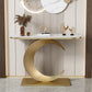 Console mezza luna in stile glam con base di piedistallo di ferro per Hall