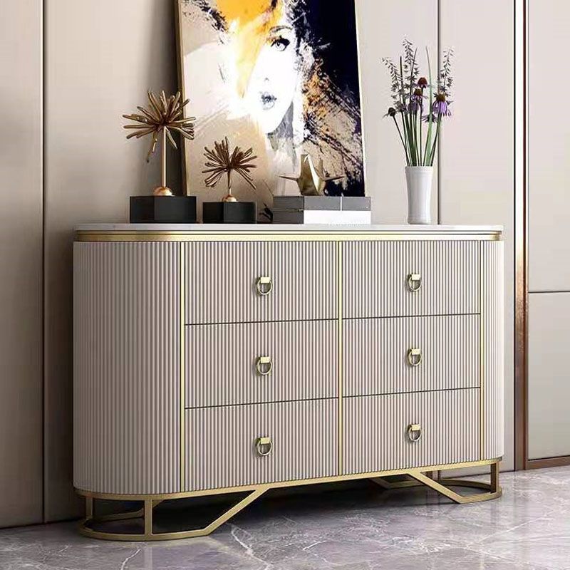 Sideboard in stile glam con tavolo da tavolo a buffet a 6 cassetti per la sala da pranzo