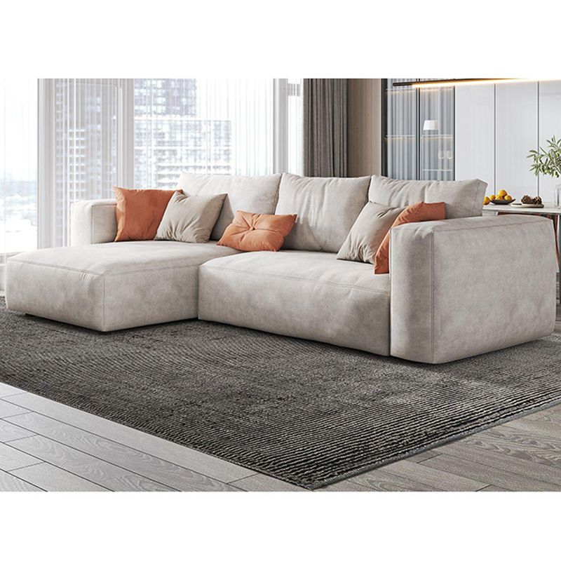 Modern Faux Leather Living Room Sectional Cream Square Arm Cushion Back Sofa Clearhalo 'furn' 'furn_sectionals' 'Furniture' 'furniture_sectionals' 'kitchen' 'kitchen_sectionals' 'Living Room Furniture' 'Sectionals' 1200x1200_ae198e0a-e922-46dd-acdd-bd277903f6b4