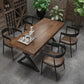 Industrial Rectangle Dining Table Pine Solid Wood Top Dining Table with Double Pedestal