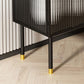 39.5"L Glam Iron Sideboard Striped Glass Doors Cabinets Dining Server for Living Room Clearhalo 'buffet_sideboard' 'Buffets & Sideboards' 'furn' 'furn_buffet_sideboard' 'Furniture' 'Kitchen & Dining Furniture' 1200x1200_ae19cb1e-8c63-474a-9c30-f5c01886173f