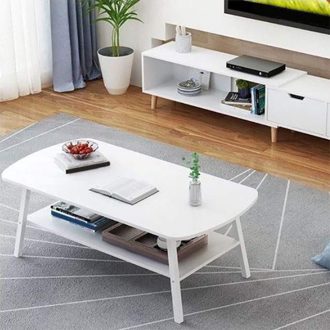 Moderno tavolino da caffè in legno da 19,6 "H rettangolo in acciaio 4 gambe tavolo da cocktail