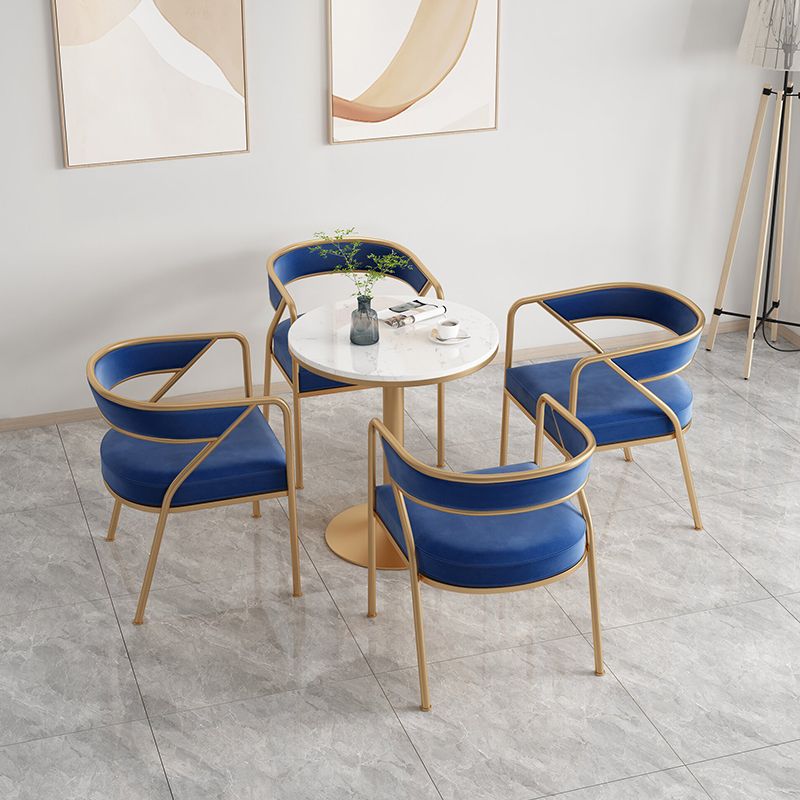 Glam Style Arm Dining Chairs Gold Iron Frame Open Back Dining Side Chair