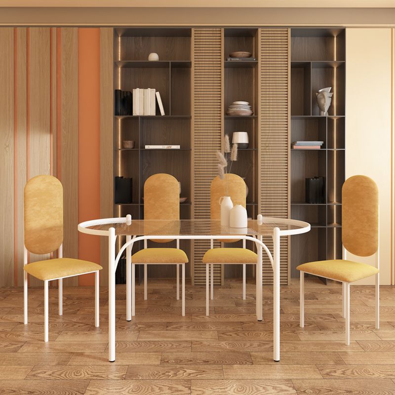 Modern Tempered Glass Dining Table for Restaurant Oval Indoor Table with 4 Legs Clearhalo ' dining_table' 'Dining Tables & Seating' 'Dining Tables' 'furn' 'furn_dining_table' 'Furniture' 'furniture_dining_table' 'Kitchen & Dining Furniture' 'kitchen&dining_furn' 'kitchen' 'kitchen_dining_table' 1200x1200_ae1d0dae-9404-4dc6-a591-fe66aa4cb32a
