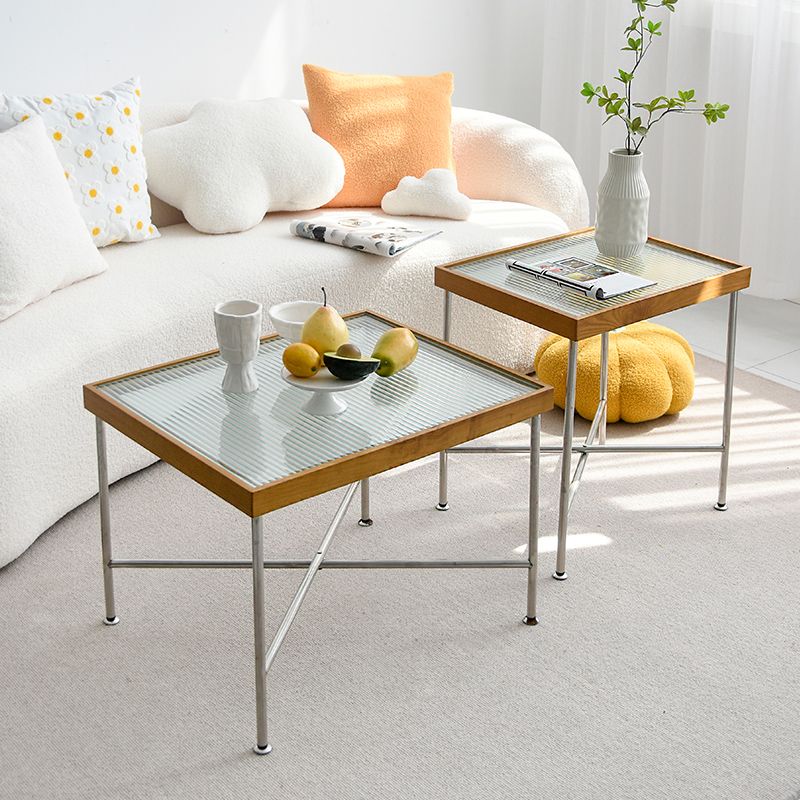 Modern Cross Legs End Slide Table Clear Tray Top Corner Table Clearhalo 'Coffee & Accent Tables' 'End & Side Tables' 'end_side_tables' 'furn' 'furn_end_side_tables' 'Furniture' 'Living Room Furniture' 1200x1200_ae1d328a-438f-4c7d-9139-71a2ec5c4639