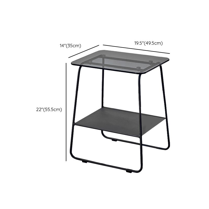 Metal Sled End Table Glass Top Side Sofa Side Accent Table with Shelf Clearhalo 'Coffee & Accent Tables' 'End & Side Tables' 'end_side_tables' 'furn' 'furn_end_side_tables' 'Furniture' 'Living Room Furniture' 1200x1200_ae1e5db8-afca-4648-863d-9b893c575c52
