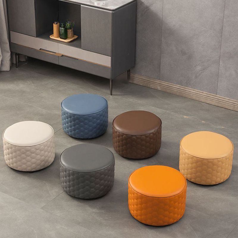 Stylish PU Ottoman Solid Color Water Resistant Round Footstool Ottoman Clearhalo 'furn' 'furn_ottomans_poufs' 'Furniture' 'Living Room Furniture' 'Ottomans & Poufs' 'ottomans_poufs' 1200x1200_ae215b82-1491-4bbd-b71d-d4451e5d321e