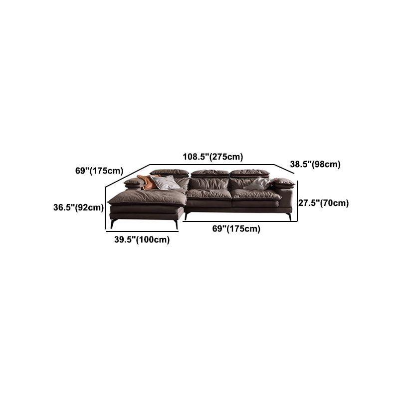 Modern Style Sofa Bed Imitation Leather Material Grey/khaki/coffee Feather Padded Sofa Clearhalo 'furn' 'furn_sectionals' 'Furniture' 'Living Room Furniture' 'Sectionals' 1200x1200_ae21f540-4d71-473c-82df-d3605a5138c5