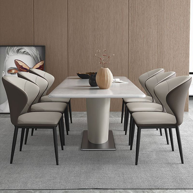 Minimalist Wingback Armless Dining Chair Faux Leather Side Chair Clearhalo 'Dining Chairs' 'Dining Tables & Seating' 'dining_chair' 'furn' 'furn_dining_chair' 'Furniture' 'Kitchen & Dining Furniture' 1200x1200_ae24ca4b-c501-4f68-bd4a-2159d44451f0