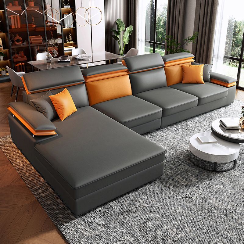 118.11"L x 66.93"W x 37.4"H Modern Fabric Sectional Cushion Back Sofa and Chaise Clearhalo 'furn' 'furn_sectionals' 'Furniture' 'furniture_sectionals' 'Living Room Furniture' 'Sectionals' 1200x1200_ae24ee9f-57b5-47a3-8fb2-34e79bd86fb8
