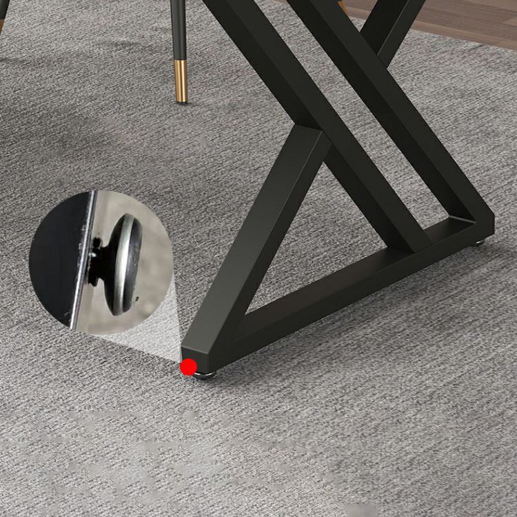 Bureau de bureau rectangulaire Bureau d'ordinateur finition antique avec jambes métalliques