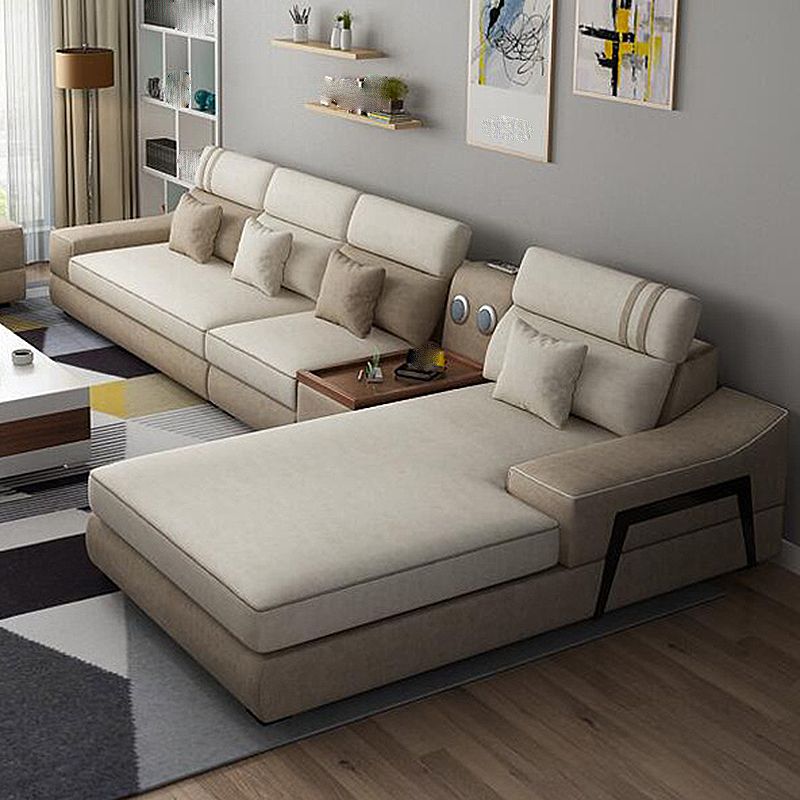 141.73" L√ó 70.86" W √ó 33.46" H Fabric Sofa and Chaise High Back Sloped Arms Sectional Clearhalo 'furn' 'furn_sectionals' 'Furniture' 'furniture_sectionals' 'kitchen' 'kitchen_sectionals' 'Living Room Furniture' 'Sectionals' 1200x1200_ae25a770-a38c-46cc-9a58-8e4ab30aa66c