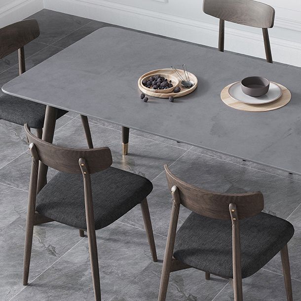 Modern Sintered Stone Top Kitchen Dining Table Rectangle Gray Dining Table with 4 Legs Base Clearhalo ' dining_table' 'Dining Tables & Seating' 'Dining Tables' 'furn' 'furn_dining_table' 'Furniture' 'furniture_dining_table' 'Kitchen & Dining Furniture' 'kitchen&dining_furn' 'kitchen' 'kitchen_dining_table' 1200x1200_ae268e76-7e0d-4c53-b432-0f6f344f1058