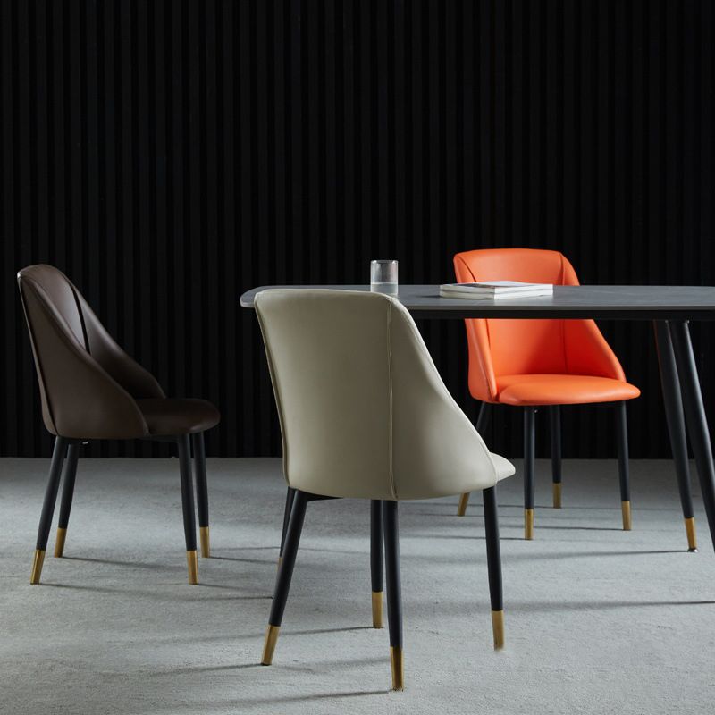 Scandinavian PU Leather Restaurant Side Chair Matte Finish Parsons Dining Chair (Set of 4) Clearhalo ' kitchen&dining_furn' 'Dining Chairs' 'Dining Tables & Seating' 'dining_chair' 'furn' 'furn_dining_chair' 'Furniture' 'furniture_dining_chair' 'Kitchen & Dining Furniture' 'kitchen' 1200x1200_ae2783d4-289f-4ce8-b66d-853cd1483b46