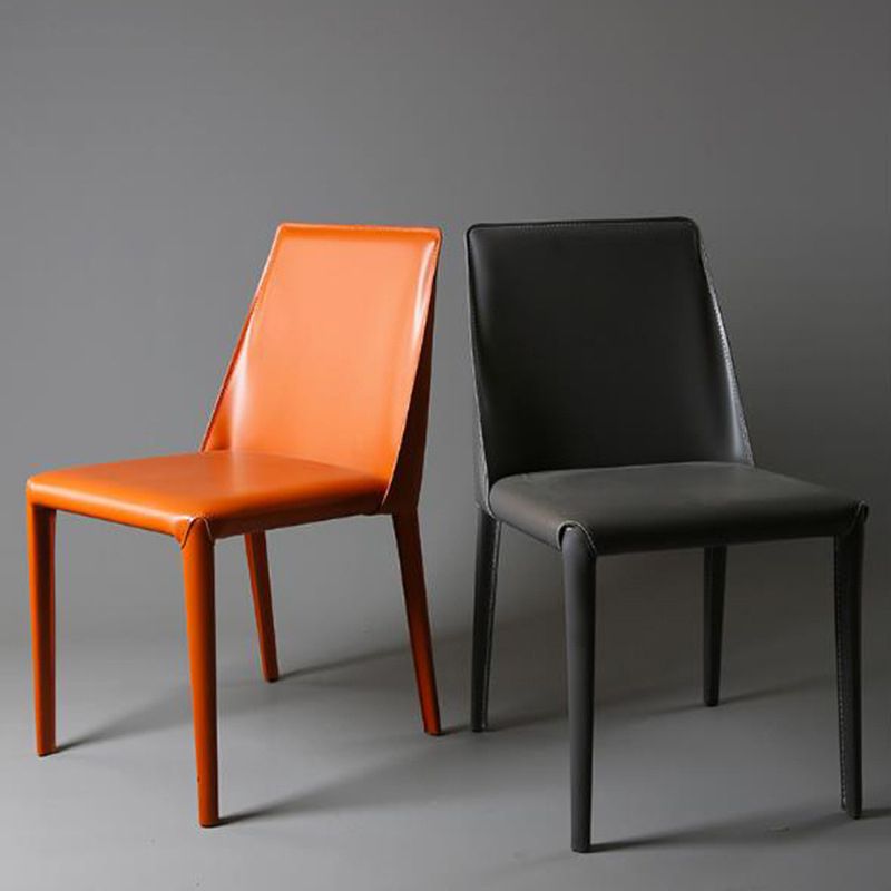 Modern Leather Dining Armless Chair Metal Dining Room Chairs for Home Use Clearhalo ' kitchen&dining_furn' 'Dining Chairs' 'Dining Tables & Seating' 'dining_chair' 'furn' 'furn_dining_chair' 'Furniture' 'furniture_dining_chair' 'Kitchen & Dining Furniture' 'kitchen' 1200x1200_ae287a21-bd09-4a37-a28e-349adce5adaf
