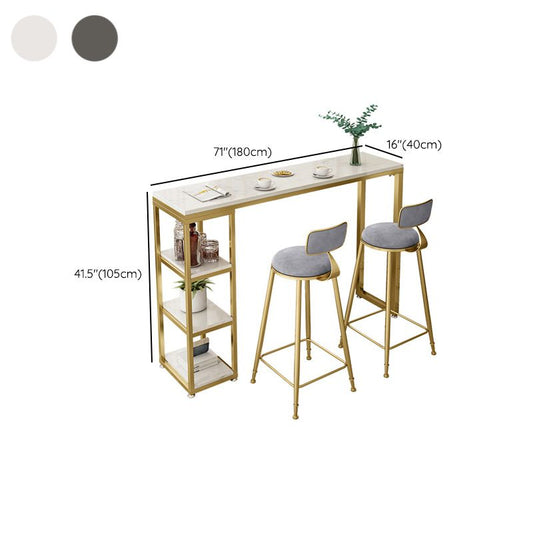 Tavolo da top in marmo in finto 41,3 pollici tavolo da pub in stile moderno con base d'oro