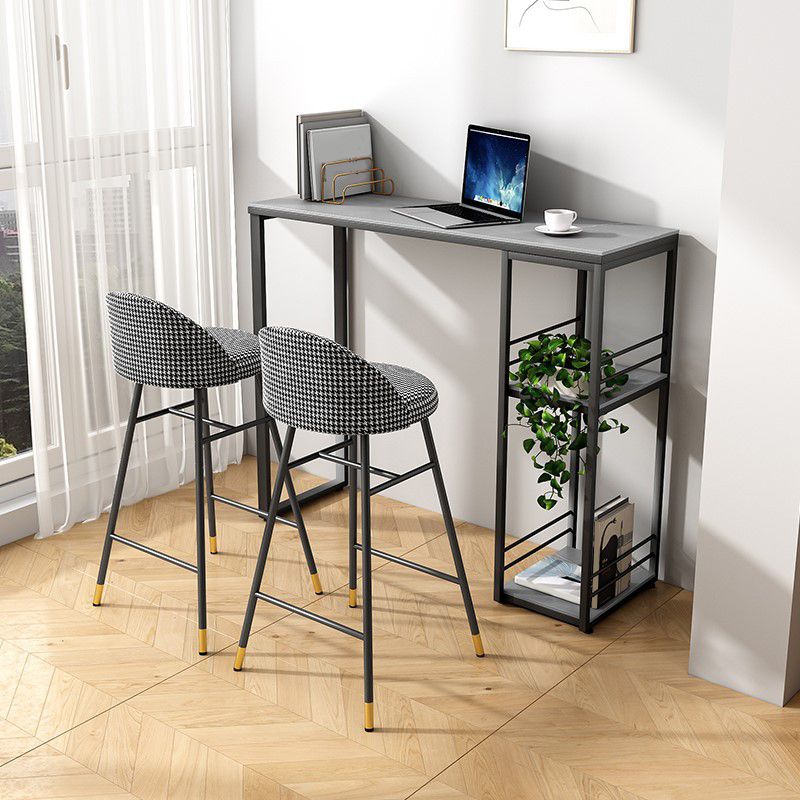 Rectangle Sintered Stone Bar Table Black and Metal Base Bar Table for Kitchen Living Room Clearhalo 'Bar Furniture' 'Bar Tables' 'bar_tables' 'furn' 'furn_bar_tables' 'Furniture' 'Kitchen & Dining Furniture' 1200x1200_ae2cc95b-366b-4afe-a85e-d100fca34392