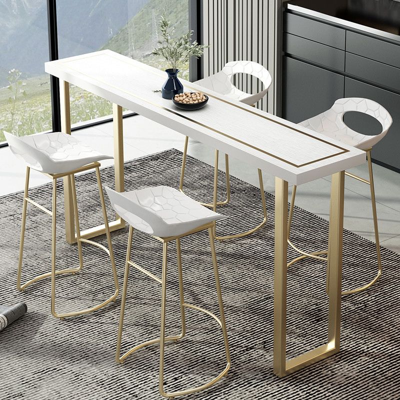 Wood Top Cocktail Bar Table Nordic Gold Frame Bar Height Table for Dining Room Clearhalo 'Bar Furniture' 'Bar Tables' 'bar_tables' 'furn' 'furn_bar_tables' 'Furniture' 'furniture_bar_tables' 'Kitchen & Dining Furniture' 'kitchen&dining_furn' 'kitchen' 1200x1200_ae2d1a6e-d8c7-4fd2-864a-b176f43858c5