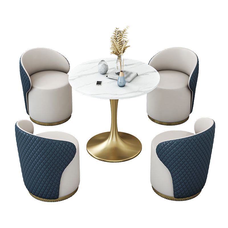 Glam 1/2/4/5 Pieces Gold Dinette Set with White Sintered Stone Top Round Dining Table Set Clearhalo 'Dining Room Sets' 'Dining Tables & Seating' 'dining_room_set' 'furn' 'furn_dining_room_set' 'Furniture' 'furniture_dining_room_set' 'Kitchen & Dining Furniture' 1200x1200_ae2d4872-dd17-4673-a88f-a1add1681b64