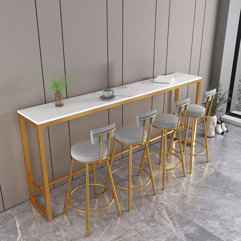Table de salle à manger de bar Glam d'intérieur, table de comptoir rectangulaire en marbre blanc