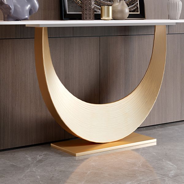Glam Stone Console Table Stainless Steel Console Sofa Table for Hall